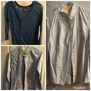 American Eagle Lot Of 3 Blue Button Shirts Blouses Cardigan Sz 2/4/Small